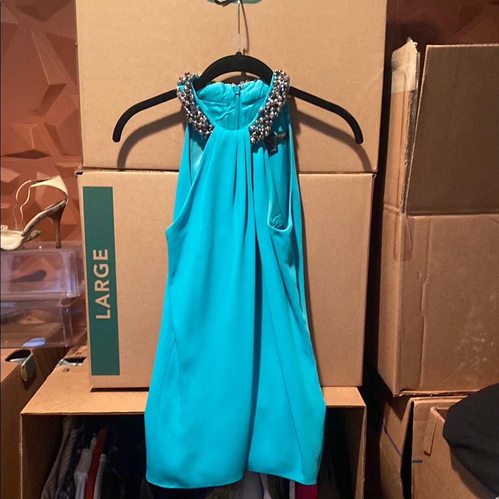 Carmen Marc Valvo Beaded Neck Top